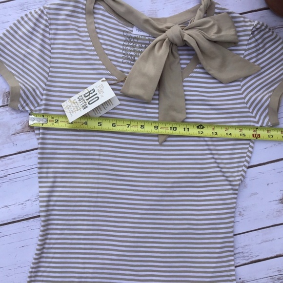 White & Tan Striped Organic Cotton T-Shirt NWT - Picture 5 of 6
